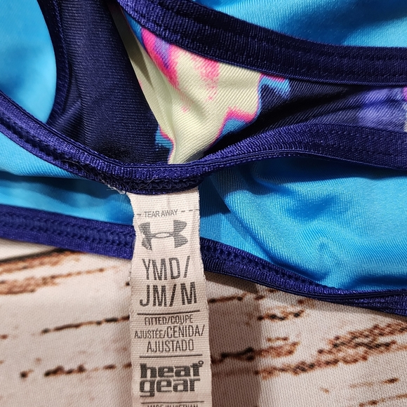 🌺3/$20 Under Armour blue pink flash dance gym sports bra girls ymd m - Picture 5 of 5